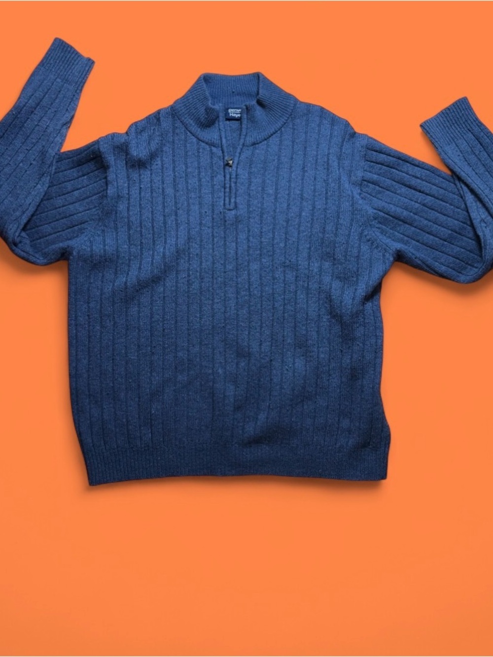 Denver Hayes Navy Ribbed Half-Zip Sweater